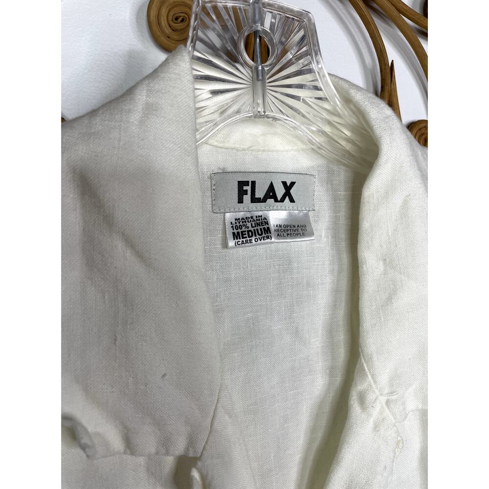 Flax women's white linen button down shirt M - Picture 3 of 6